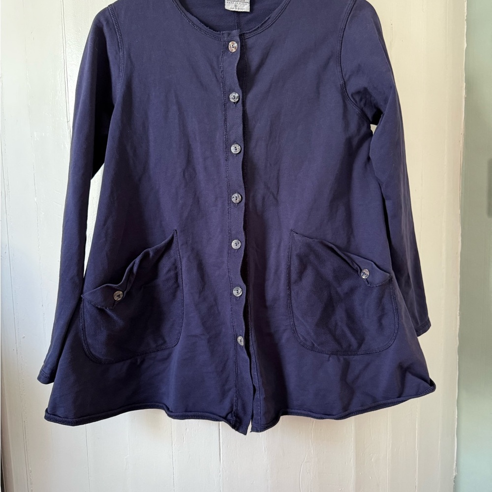 Color Me Cotton CMC Alex Small in Navy Blue A-line Tunic Cardigan with Pockets